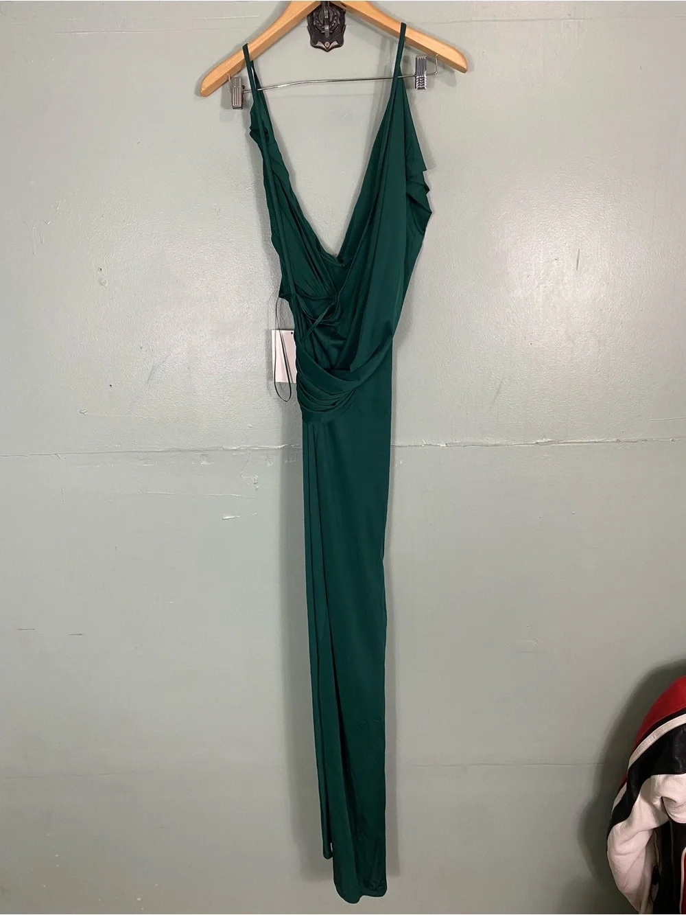 Free People‎ Roxanne Dress Stretchy Slouchy Lagenlook Emerald Green Medium